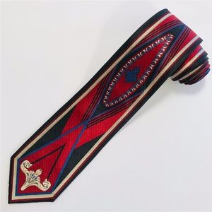 Extra-Long Personal Choice Bold Art Deco Design Silk Men’s Necktie EUC